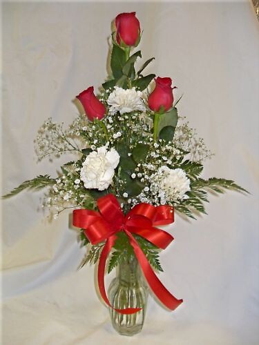 AF Carnation and Rose Vase Arrangement