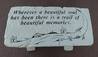 Weathered Cement Bench-Trail Of Beautiful Memories-White