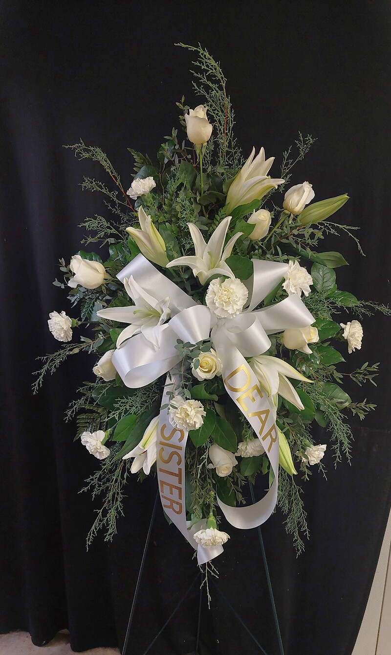 AF All White Easel with Winter Greens : Arnold, MO Florist : Same Day ...