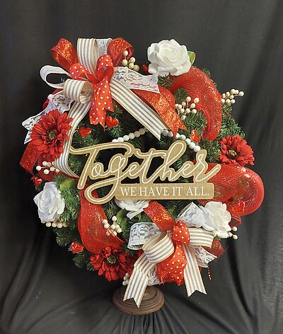 Together We Have It All Wreath, Silks With White Accents