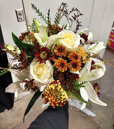 Fall Handheld Wedding Bouquet with Whites