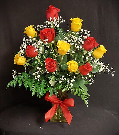 AF Red and Yellow Rose Arrangement