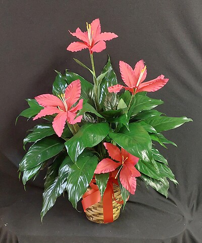 6&quot; Peace Lily Design 2 with Silk Pink Lilies