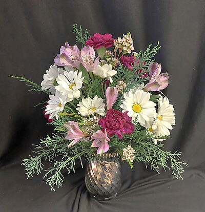 AF Silver and Purple Fresh Arrangement 1