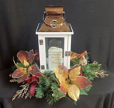 AF Christmas Poinsettia Silk Lantern Display, In Loving Memory