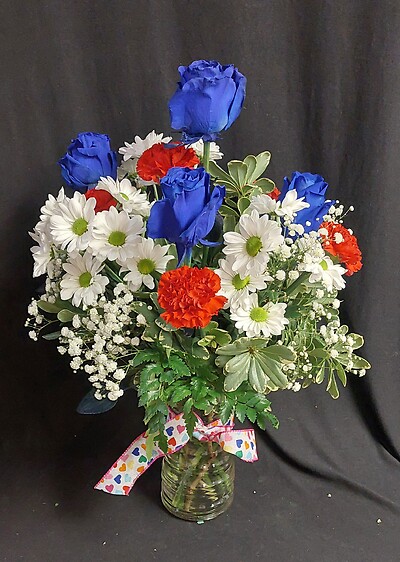 AF Blue Tinted Mixed Valentine&#039;s Bouquet