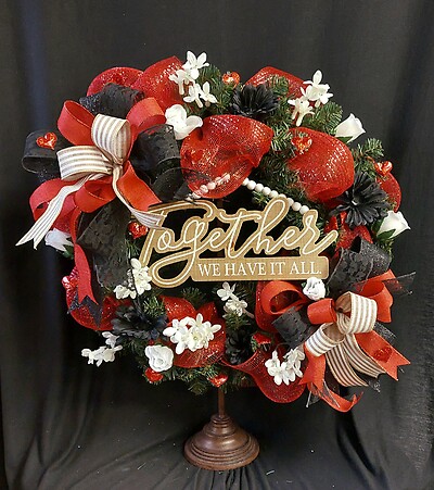 Together We Have It All Wreath, Silks With Black Accents