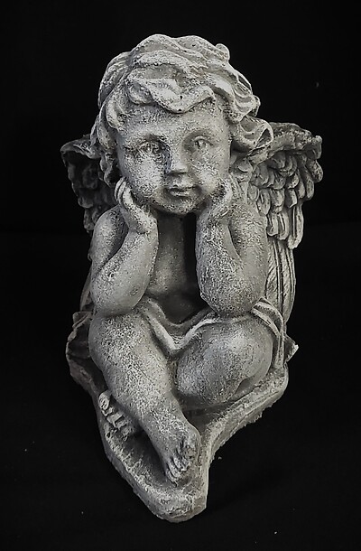 Weathered Cement Sitting Angel 3