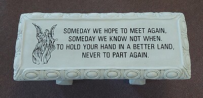 Weathered Cement Bench-Someday We Hope To Meet Again