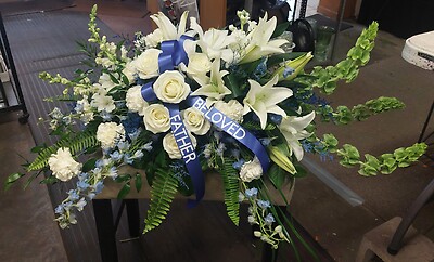 AF Blue and White Casket Spray 1