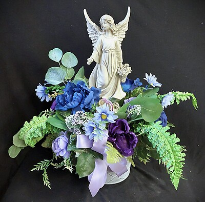 AF Silk Angel with Flower Basket Arrangement 1